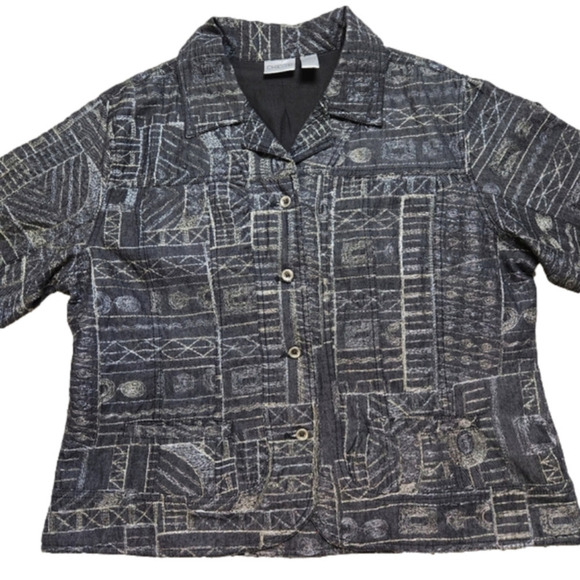 Jacket Filigree embroidered Black metallic gold and silver Size XL CHICO'S - Picture 5 of 15
